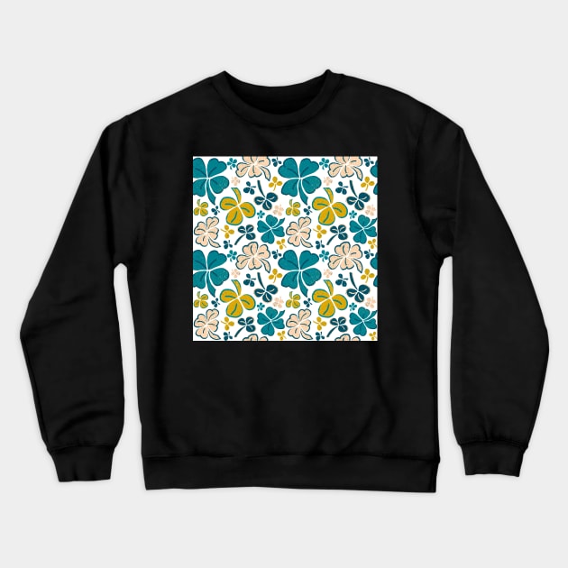 Copy of Green Lucky Clover Hand Drawn Pattern Crewneck Sweatshirt by OneLook